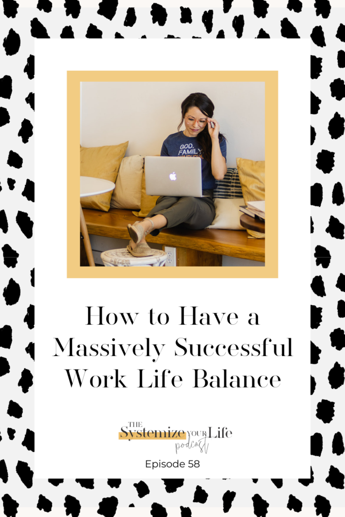 Chelsi Jo sits smiling at her computer and the text reads How to Have a Massively Successful Work Life Balance